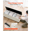 VEVOR Storage Ottoman Bench, Button-Tufted End of Bed Bench with Side Bags, Flip-up Upholstered Storage Chest with Metal Frame, Linen Bed Ottoman for Living Room, Bedroom, Entryway, Office, Beige