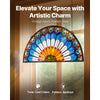VEVOR Stained Glass Window Panel, 36 x 18 in, Tiffany Style Hanging Transom Window Panel with Chain, Large Half-Round Stain Glass Hanging, Vintage Traditional Art Handcrafts for Kitchen Home Decor