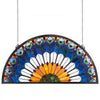 VEVOR Stained Glass Window Panel, 36 x 18 in, Tiffany Style Hanging Transom Window Panel with Chain, Large Half-Round Stain Glass Hanging, Vintage Traditional Art Handcrafts for Kitchen Home Decor