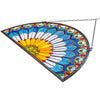 VEVOR Stained Glass Window Panel, 36 x 18 in, Tiffany Style Hanging Transom Window Panel with Chain, Large Half-Round Stain Glass Hanging, Vintage Traditional Art Handcrafts for Kitchen Home Decor