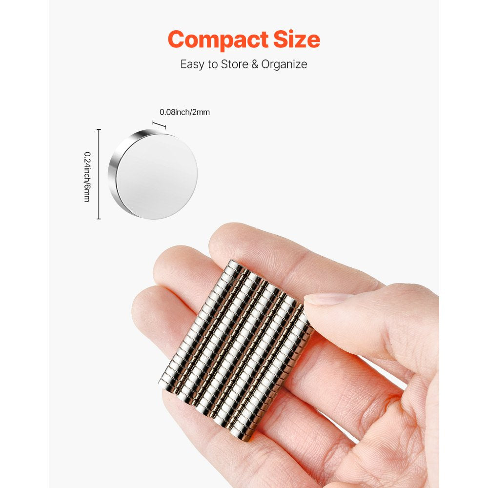 VEVOR Rare Earth Magnets, 100 Pcs Strong Round Small Neodymium Magnets Disc with Transparent Storage Box, for Whiteboard, Refrigerator, Cabinet, Dry Erase Board, Home, Kitchen, Office, School