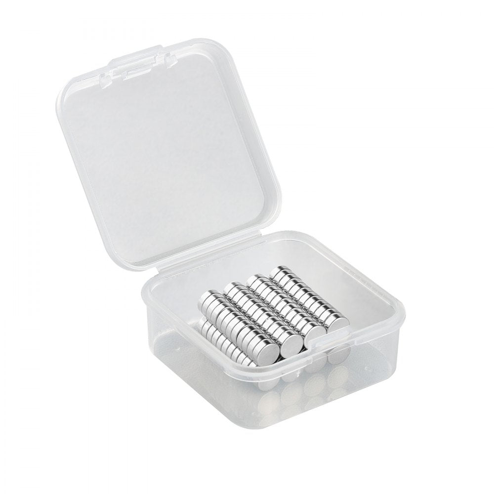 VEVOR Rare Earth Magnets, 100 Pcs Strong Round Small Neodymium Magnets Disc with Transparent Storage Box, for Whiteboard, Refrigerator, Cabinet, Dry Erase Board, Home, Kitchen, Office, School