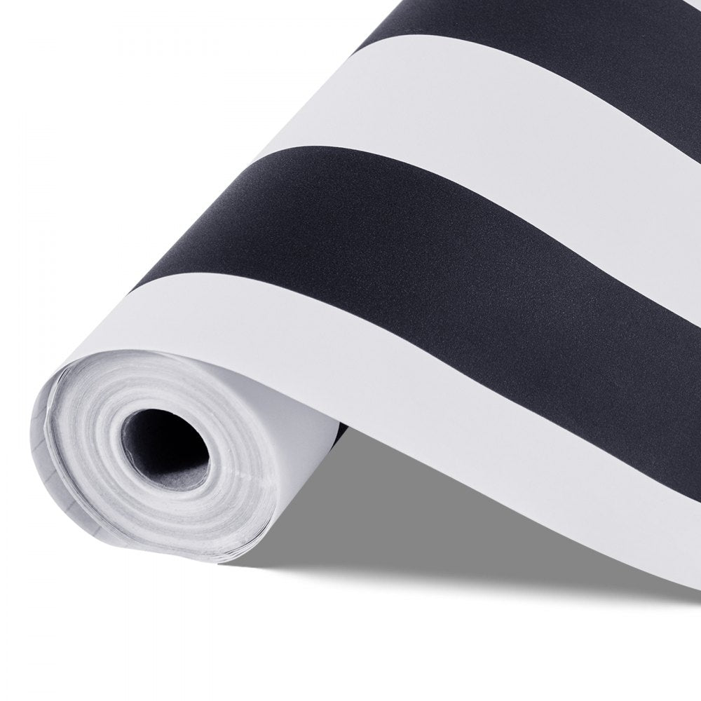 VEVOR Peel and Stick Wallpaper, 17.7 x 590.5 inch Contact Paper Black White Modern Geometric Waterpoof Self Adhesive, Easy to Clean Wall Decorative Vinyl Roll for Bedroom Kitchen Bathroom Office