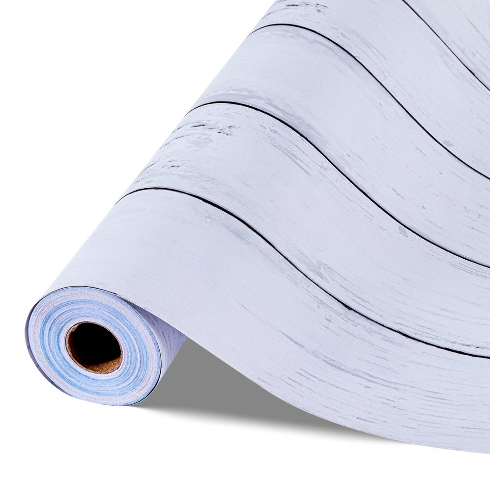 VEVOR Peel and Stick Wallpaper, 17.7 x 590.5 inch Contact Paper White Wood Textured Waterpoof Self Adhesive, Easy to Clean & Peel Wall Decorative Vinyl Roll for Bedroom Kitchen Bathroom Office Desk
