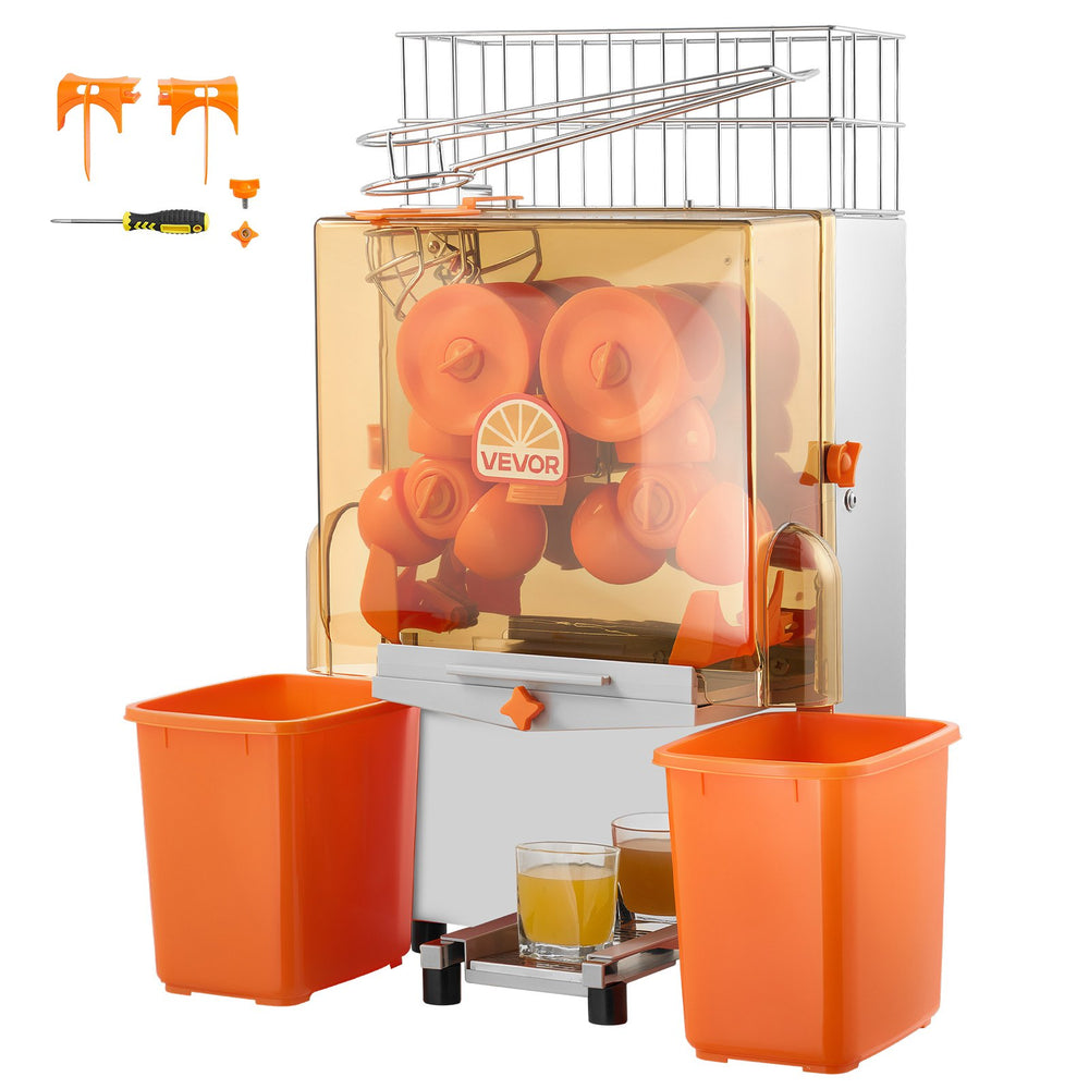 VEVOR Commercial Orange Juicer Machine, 120W Electric Orange Juice Press, Stainless Steel Orange Squeezer for 20 per Minute, Lemon Citrus Pomegranates Extractor with Peels Collecting Bucket