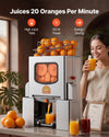 VEVOR Commercial Orange Juicer Machine, 120W Electric Orange Juice Press, Stainless Steel Orange Squeezer for 20 per Minute, Lemon Citrus Pomegranates Extractor with Peels Collecting Bucket