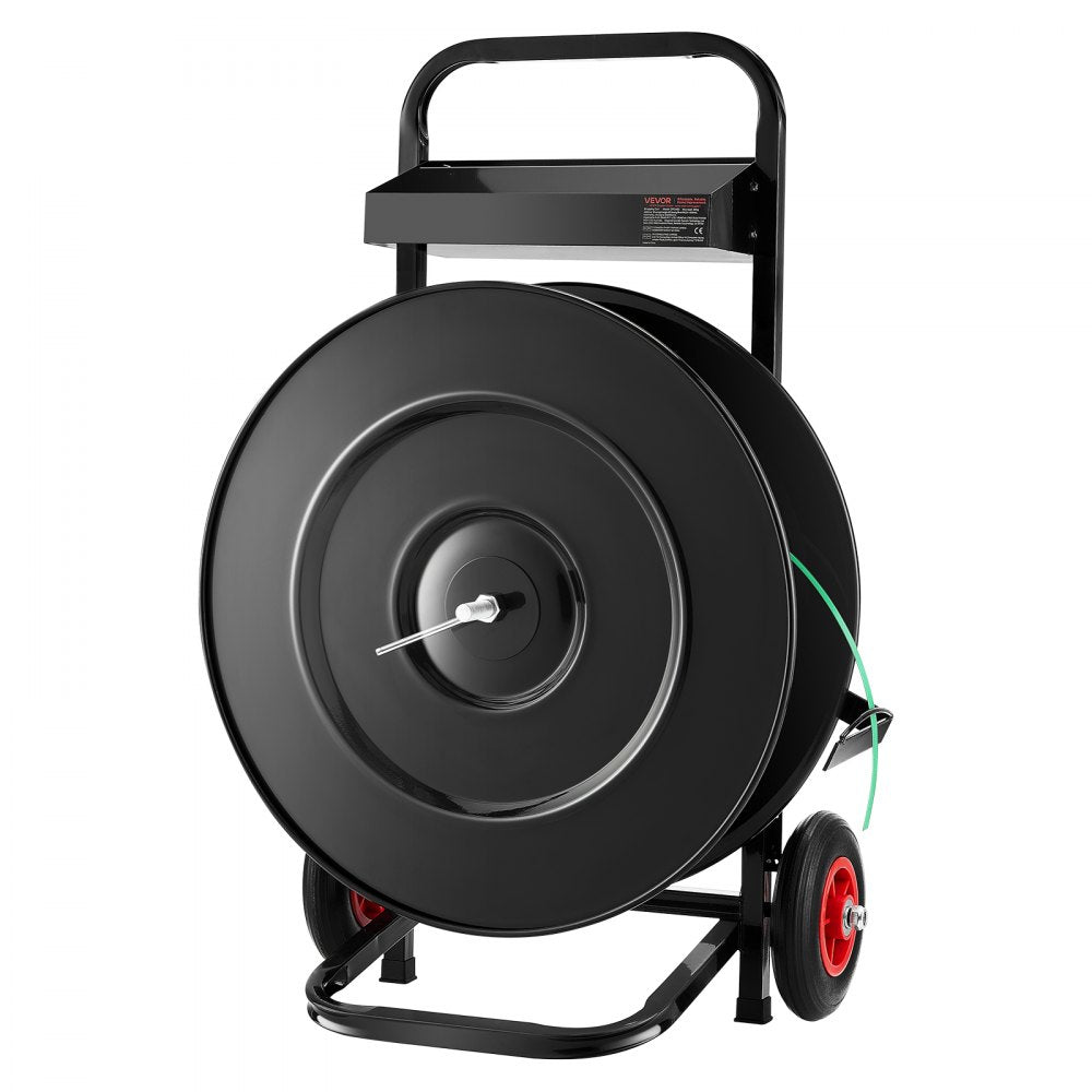 VEVOR Banding Strapping Cart, Fit for PET/PP/Polyester Strapping Coils with 8 or 16 in Core Size, Heavy Duty Strapping Dispenser Equipped with Upgrade Brake System, Built-in Spacious Tray for Tools