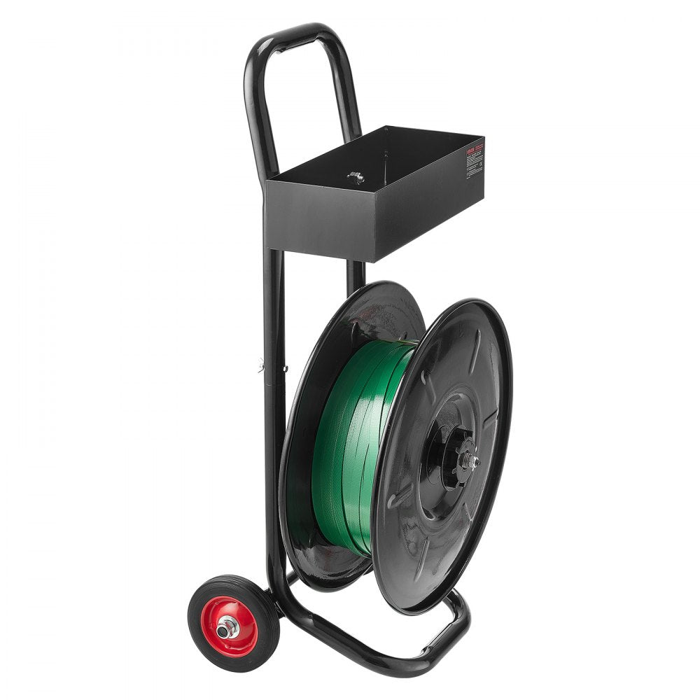 VEVOR Banding Strapping Cart, Fit for PET / PP / Polyester Strapping Coils with 8 inches Core Size, Heavy Duty Strapping Dispenser Equipped with Upgrade Brake System, Built-in Spacious Tray for Tools