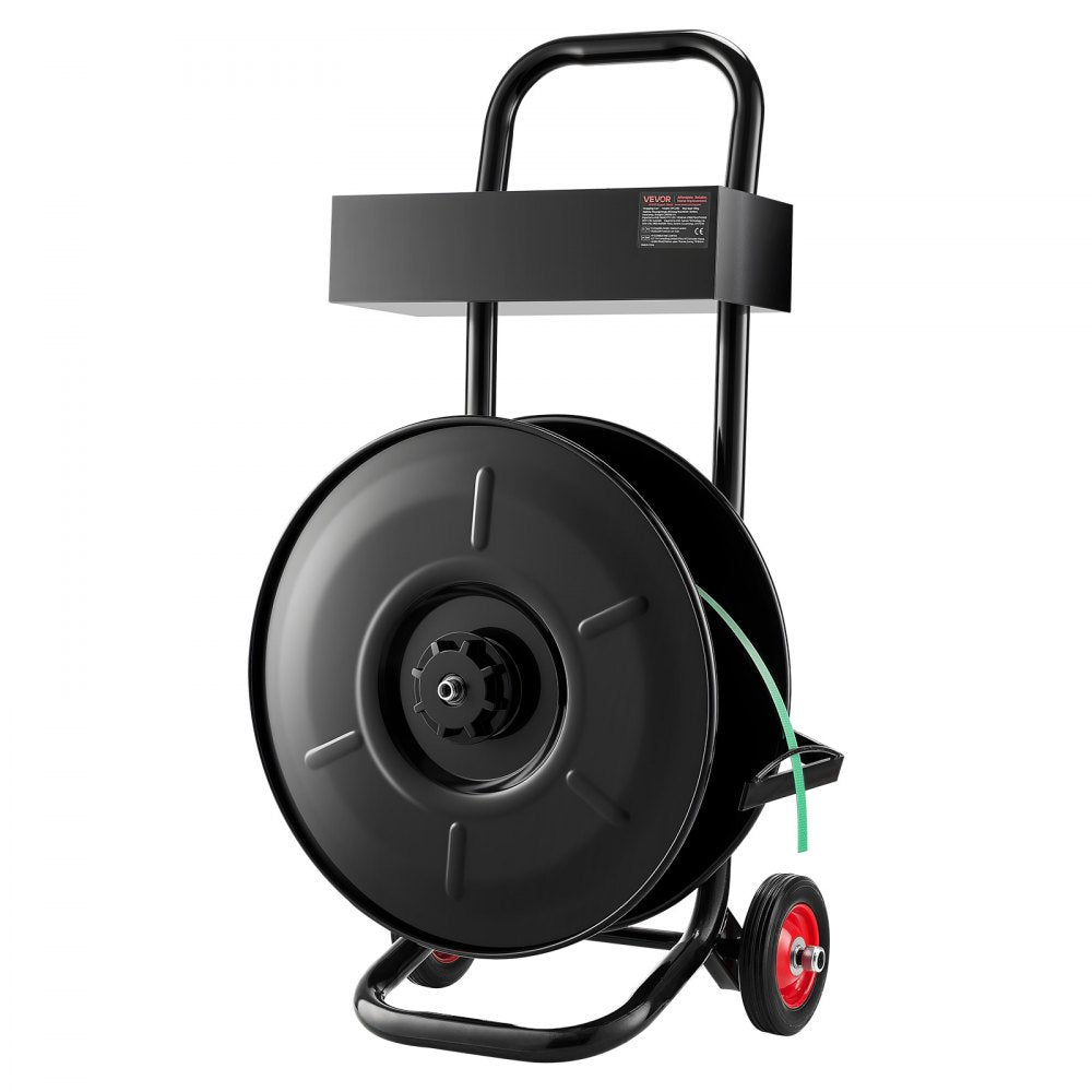 VEVOR Banding Strapping Cart, Fit for PET / PP / Polyester Strapping Coils with 8 inches Core Size, Heavy Duty Strapping Dispenser Equipped with Upgrade Brake System, Built-in Spacious Tray for Tools