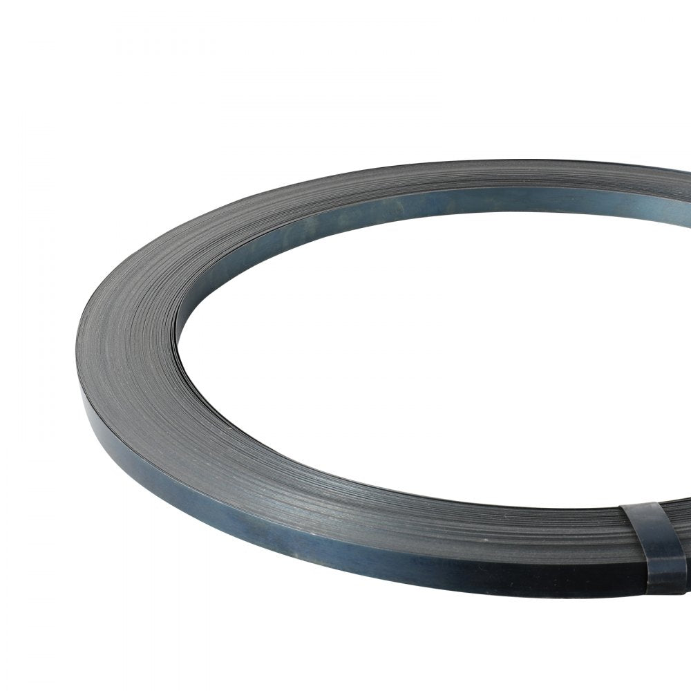 VEVOR Packaging Steel Strapping Roll, 330' Length x 1/2" Width x 0.016" Thickness, 1100 lbs Break Strength, Heavy Duty Banding Pallet Strap Coil, Portable Strong Banding Packing Metal Straps, Black