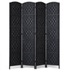 VEVOR 4 Panel Room Divider, Hand-Woven Folding Privacy Screens with Hinges, Portable and Freestanding Partition Room Dividers and Wall Divider for Room Separation, Black