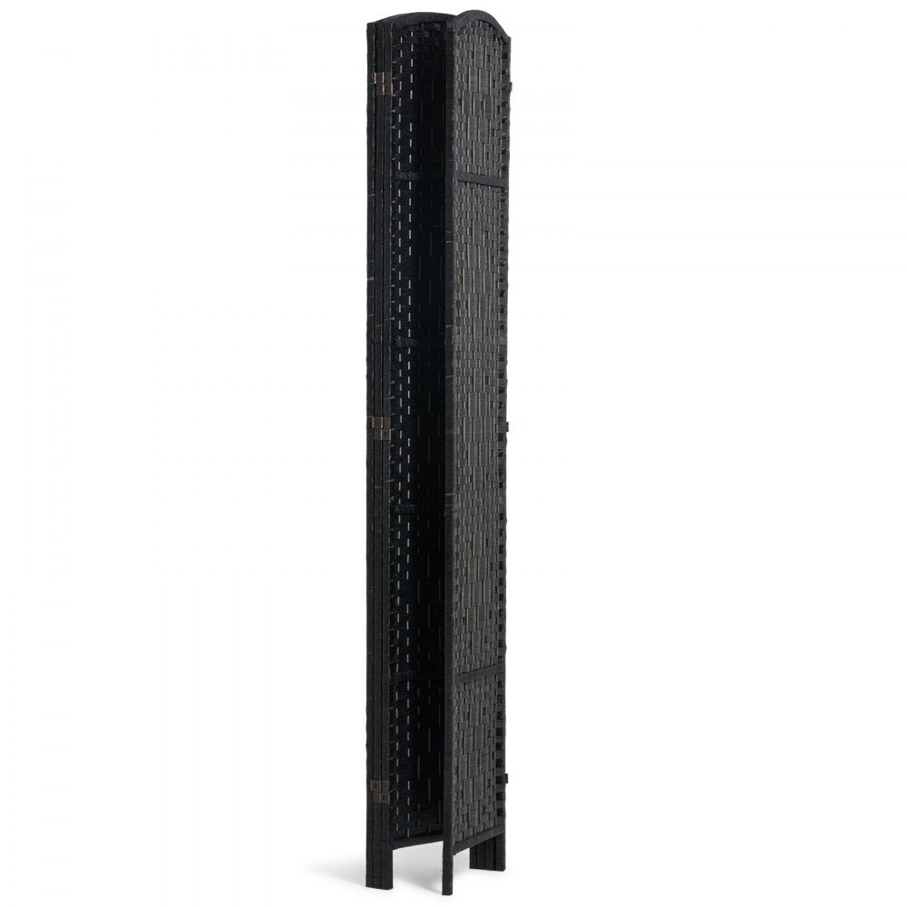 VEVOR 4 Panel Room Divider, Hand-Woven Folding Privacy Screens with Hinges, Portable and Freestanding Partition Room Dividers and Wall Divider for Room Separation, Black