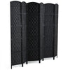 VEVOR 6 Panel Room Divider, Hand-Woven Folding Privacy Screens with Hinges, Portable and Freestanding Partition Room Dividers and Wall Divider for Room Separation, Black