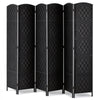 VEVOR 6 Panel Room Divider, Hand-Woven Folding Privacy Screens with Hinges, Portable and Freestanding Partition Room Dividers and Wall Divider for Room Separation, Black