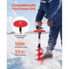 VEVOR Ice Auger Drill Bit, 8in Diameter 39in Length, Cordless Nylon Ice Fishing Augers With Extra 13.4in Extension Rod, Drill Adapter, Top Plate and Blade Guard