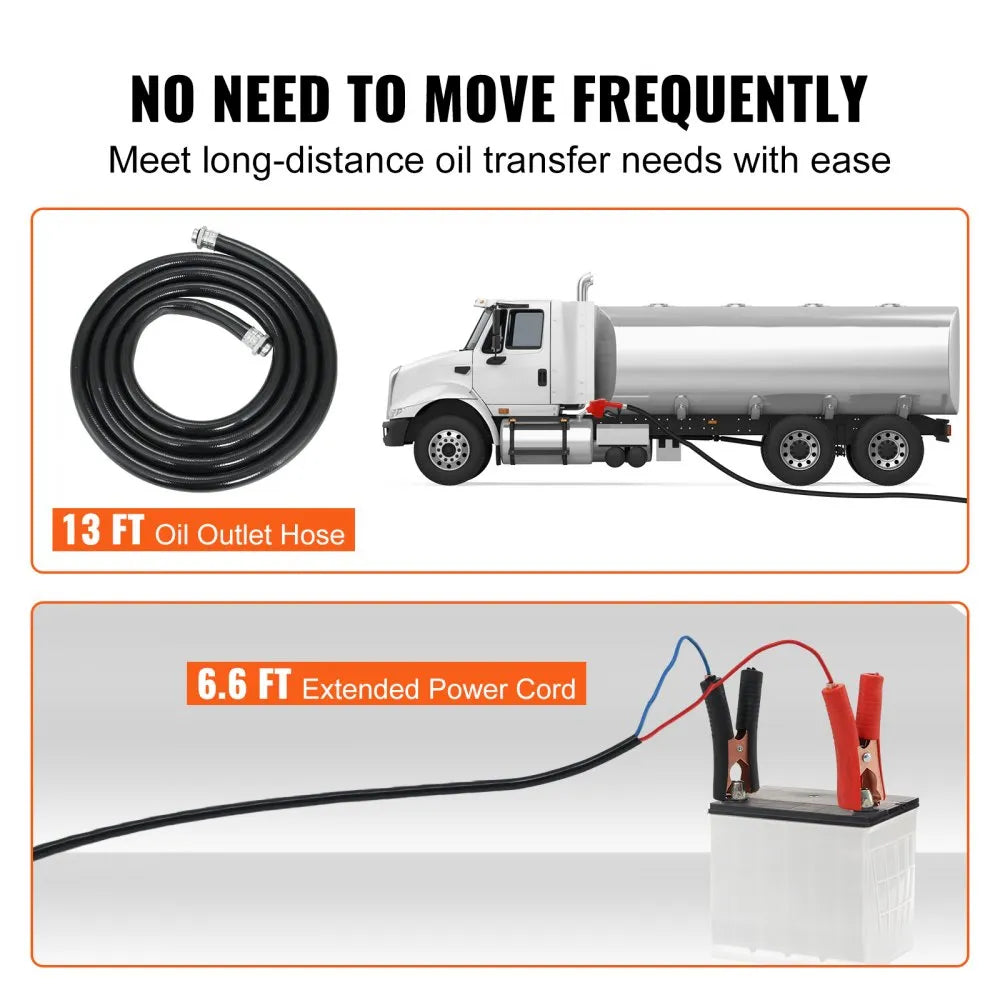 VEVOR Diesel Fuel Transfer Pump Kit  12V 10 GPM DC with Automatic Shut-off Nozzle Hose, Portable Electric Self-Priming Fuel Transfer Extractor Pump Kit  for Diesel, Kerosene, Machine, Transformer Oil