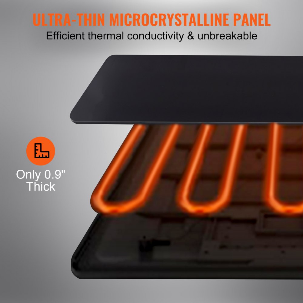 VEVOR Electric Warming Tray, 16.5" x 11" Portable Tempered Glass Heating Tray with Temperature Range (65-90℃), Perfect for Dinner, Catering, House, Parties, Events, Entertaining and Holiday, Black