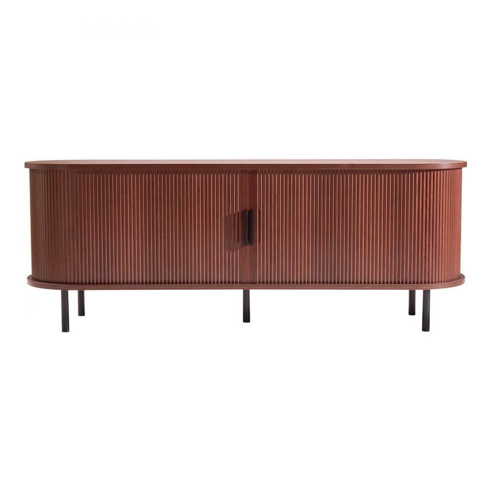 VEVOR TV Stand, Boho Entertainment Center for TVs up to 58 in, 350 lbs Load, TV Media Console Table with Adjustable Storage Shelves & Rolling Door, Television Stand for Living Room, Bedroom, Brown
