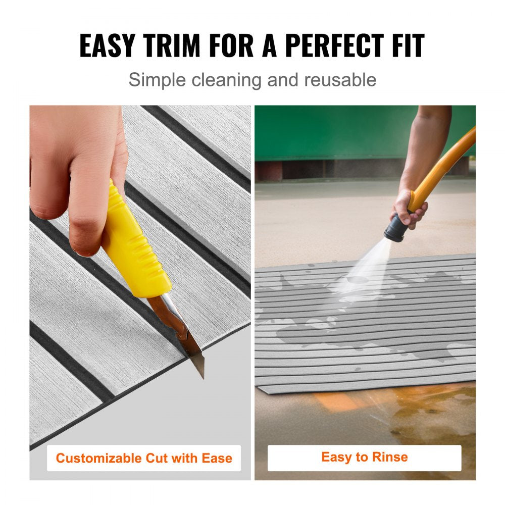 VEVOR Boat Flooring, EVA Foam Boat Decking 94.5" x 45.7", Non-Slip Self-Adhesive Flooring, 29.9 sq.ft Marine Carpet for Boats, Yacht, Pontoon, Kayak Decking
