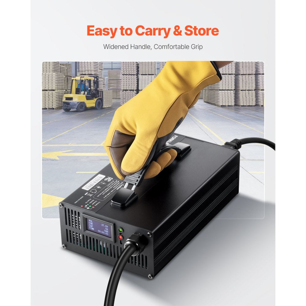 VEVOR Forklift Battery Charger, 24V, 30A Smart Fully-Automatic Lead-Acid Battery Charger, 24 Volt Trickle Charger with Anderson Plug, Cooling Fan, OLED Display, for Forklift Golf Cart Floor Scrubber