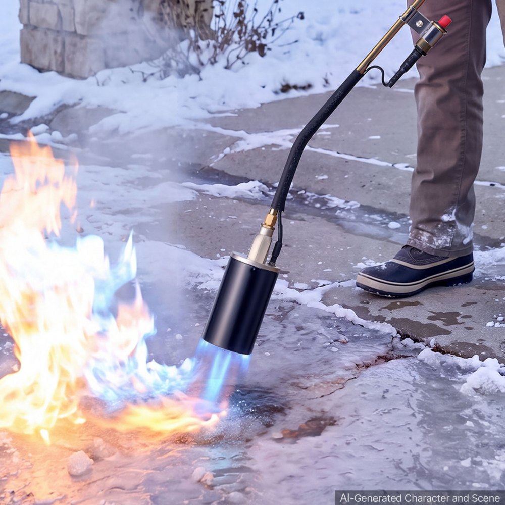 VEVOR Propane Torch Weed Burner 27" 340,000 BTU High Output with 10 ft Hose, for Garden Road Ice Snow Melting, Adjustable Flame, Heavy Duty Blow Torch with Turbo Trigger & Self Igniter, Flamethrower