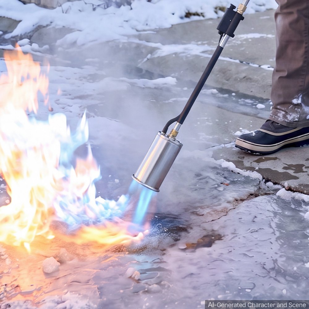 VEVOR Propane Torch Weed Burner 45,000 BTU High Output 30" Long Detachable, for Garden Weed Burning & Road Ice Snow Melting, Adjustable Flame, Heavy Duty Blow Torch with Self Igniter, Flamethrower
