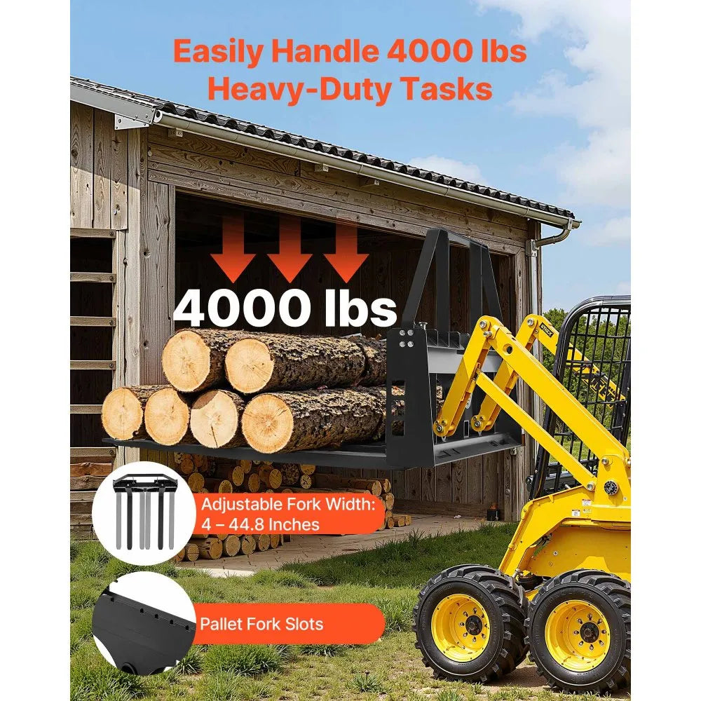 VEVOR Pallet Fork Frame Attachment with 48-inch Skid Steer Pallet Forks 4000 lbs