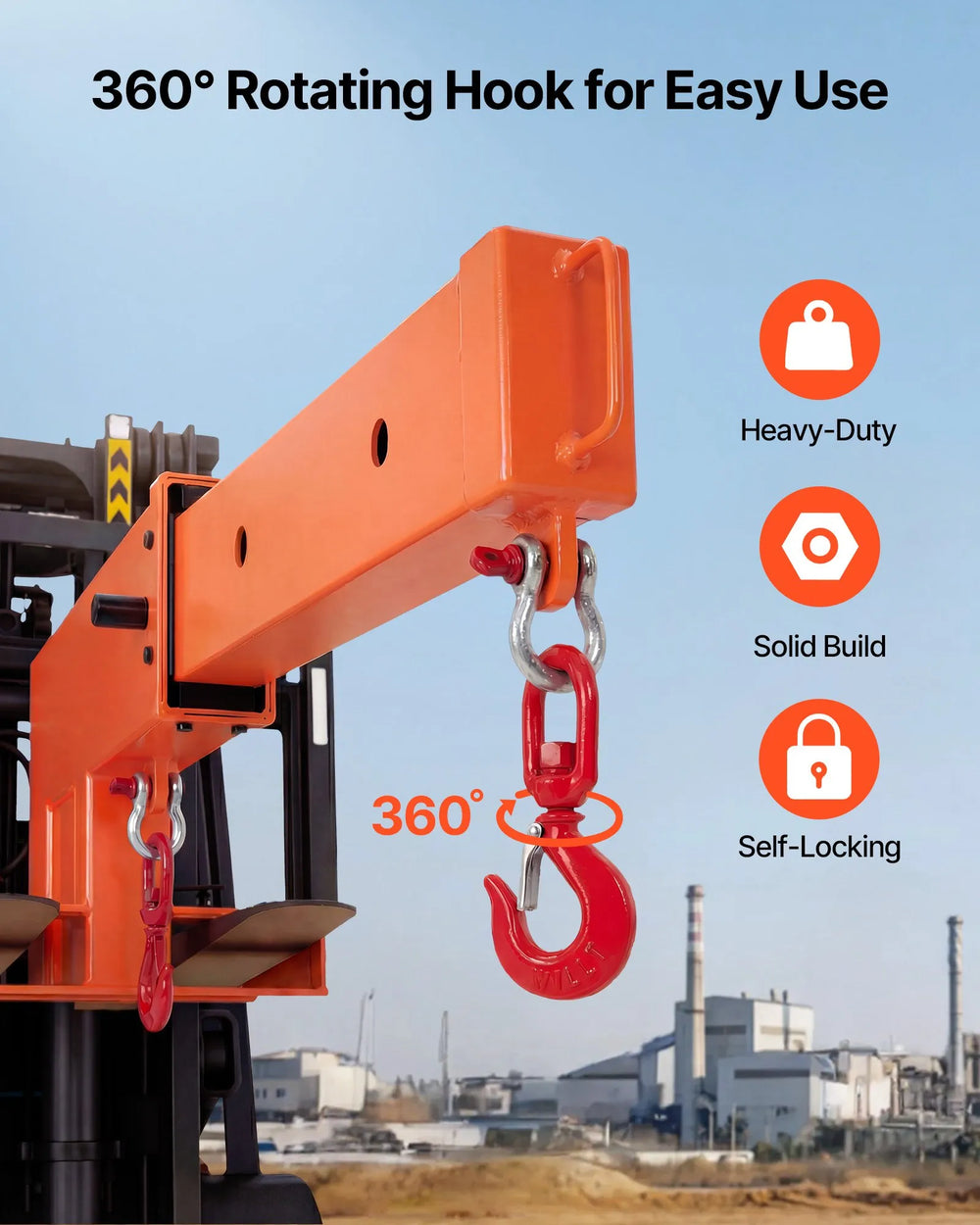Vevor Forklift Crane Hoist 5,500 lb. Capacity Manual Telescopic 47.2-7 ...