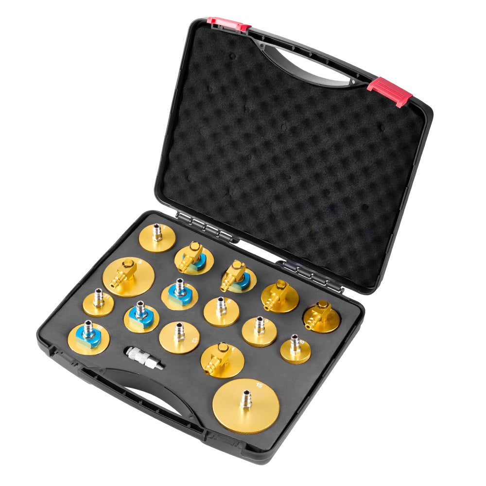 VEVOR Brake Master Bleeder Kit, 17 Pcs, Professional Brake Bleeder Adapter Set with Complete Kit & Handle, Durable Brake Bleeder Adapter for Brake Fluid Filling Fit for Most New & Old Vehicles