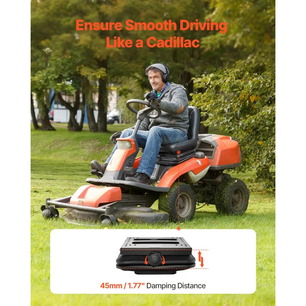 VEVOR Seat Suspension Kit Without Seat Slider Track, Universal Air Ride Seat Suspension for Zero Turn Lawn Mower, with Dustcover, Tractor Seat Suspension ‎Kit for Forklift, Bulldozers