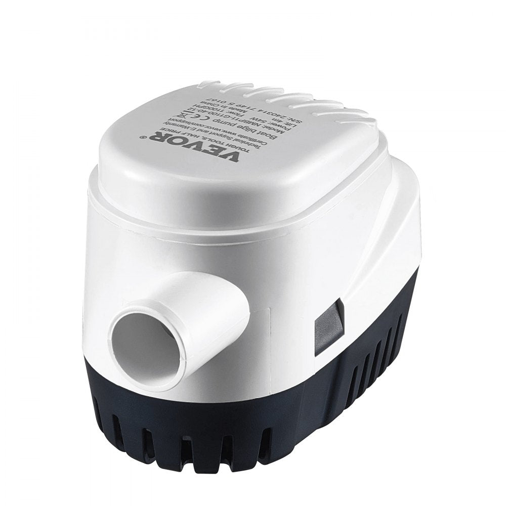 VEVOR Bilge Pump, 1100GPH 12V Automatic Submersible Boat Bilge Water Pump with Float Switch, 1.1" Outlet Diameter, Small Boat Bilge Pump, Marine Electric Bilge Pump for Boats, Ponds, Pools, Basements