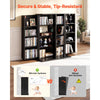 VEVOR Media Storage Cabinet, 4-Tier DVD Shelf Organizer, 24.02 x 14.49 x 33.31 in Multimedia Storage Organizer for CDs, DVDs, Books, Games, CD Shelf for Living Room, Home Office, Recording Room, Black