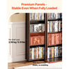 VEVOR Media Storage Cabinet, 4-Tier DVD Shelf Organizer, 24.02 x 14.49 x 33.31 in Multimedia Storage Organizer for CDs, DVDs, Books, Games, CD Shelf for Living Room, Home Office, Recording Room, Brown