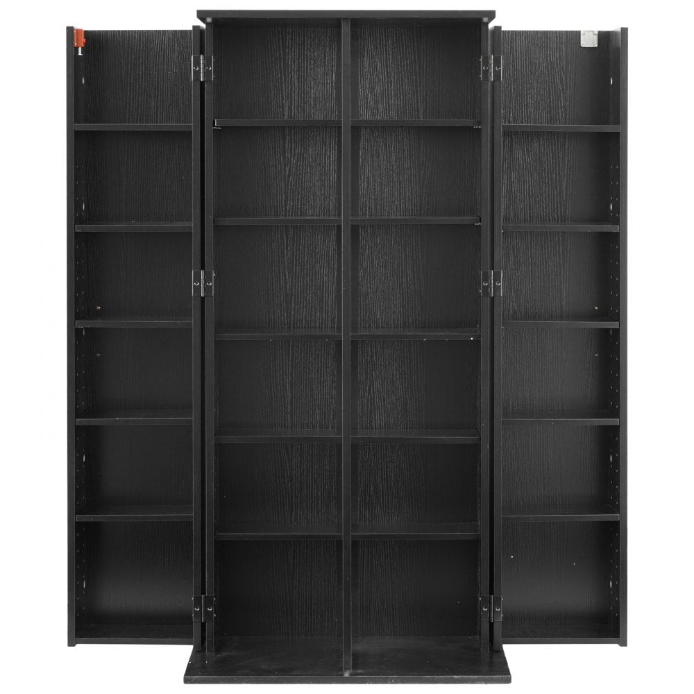 VEVOR Media Storage Cabinet, 6-Tier DVD Shelf Organizer, 24.02 x 14.49 x 50 in Multimedia Storage Organizer for CDs, DVDs, Books, Games, CD Shelf for Living Room, Home Office, Recording Room, Black