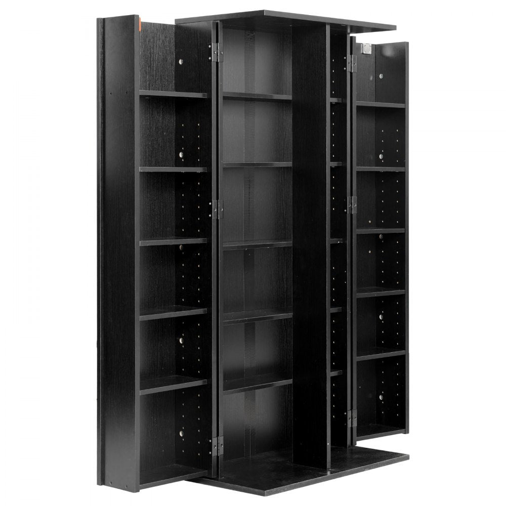 VEVOR Media Storage Cabinet, 6-Tier DVD Shelf Organizer, 24.02 x 14.49 x 50 in Multimedia Storage Organizer for CDs, DVDs, Books, Games, CD Shelf for Living Room, Home Office, Recording Room, Black