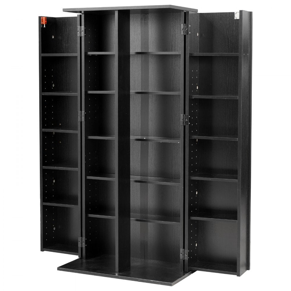 VEVOR Media Storage Cabinet, 6-Tier DVD Shelf Organizer, 24.02 x 14.49 x 50 in Multimedia Storage Organizer for CDs, DVDs, Books, Games, CD Shelf for Living Room, Home Office, Recording Room, Black