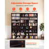 VEVOR Media Storage Cabinet, 8-Tier DVD Shelf Organizer, 55.91 x 8.66 x 51.18 in Multimedia Storage Organizer for CDs, DVDs, Books & Games, CD Shelf for Living Room, Home Office, Recording Room, Brown