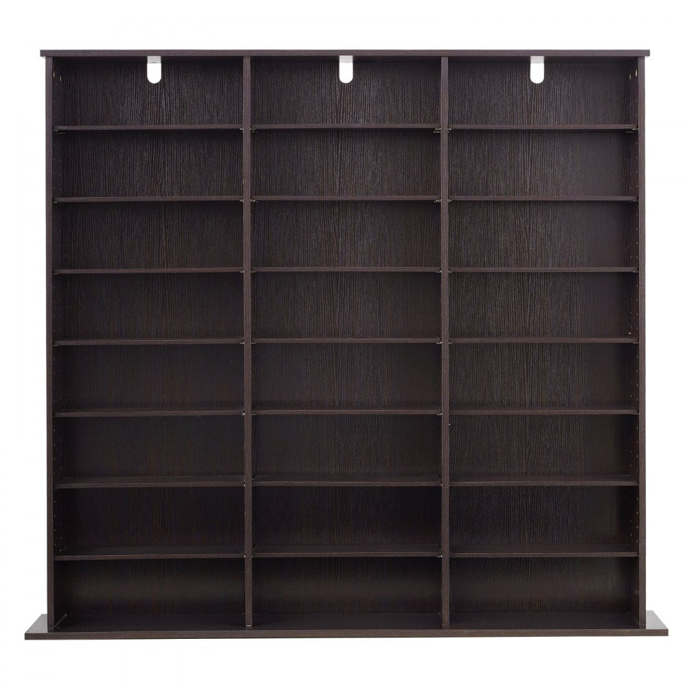 VEVOR Media Storage Cabinet, 8-Tier DVD Shelf Organizer, 55.91 x 8.66 x 51.18 in Multimedia Storage Organizer for CDs, DVDs, Books & Games, CD Shelf for Living Room, Home Office, Recording Room, Brown