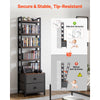 VEVOR Media Storage Cabinet, 4-Shelf DVD Shelf Organizer with Drawers, 15.75 x 11.81 x 56.50 in Multimedia Storage Organizer for CDs, DVDs, Books and Games, CD Cabinet for Living Room, Home Office