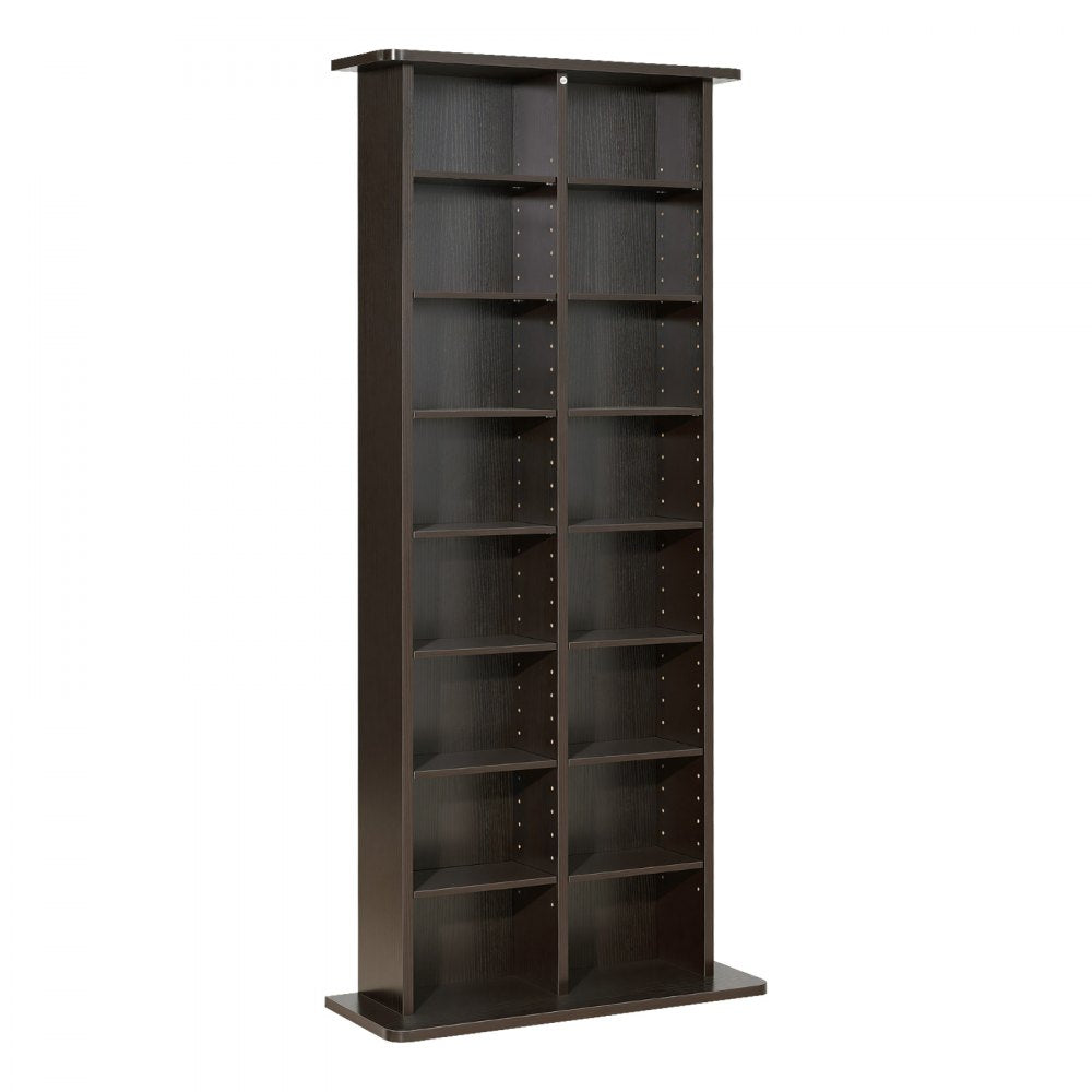 VEVOR Media Storage Cabinet, 8-Tier DVD Shelf Organizer, 22.01 x 8.74 x 50.98 in Multimedia Storage Organizer for CDs, DVDs, Books and Games, CD Shelf for Living Room, Home Office, Recording Room
