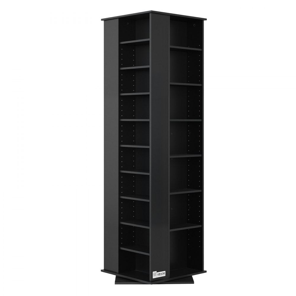 VEVOR Media Storage Cabinet, CD Rack Tower, 34 Compartments Rotating Media Tower Rack for CDs, DVDs, Books and Game Discs, DVD Stand for Living Room, Home Office and Recording Room, Black