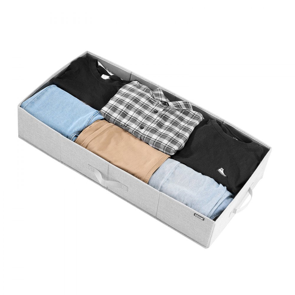 VEVOR Under Bed Storage with Lids, 31.7 x 15.9 x 6.1 Inch, 48L Large Underbed Clothes Storage Containers, Low Profile Gray Under Bed Drawer Shoe Organizer Bins Box for Blanket Shoe Bedroom, 2 Pack