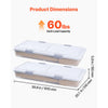 VEVOR Under Bed Storage with Wheels, 39.8 x 20.1 x 5.9 inch Underbed Containers, Underbed Shoes Organizer with Lid & Gray Latch, Rolling Under the Bed Storage Bins for Clothes Shoes Blankets, 2 Pack