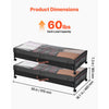 VEVOR Under Bed Storage with Wheels, 36.0 x 18.1 x 7.3 inch, Underbed Containers with Clear Lid, Underbed Shoe Organizer, Rolling Under the Bed Storage Bins for Clothes Shoes Blankets Bedroom, 2 Pack