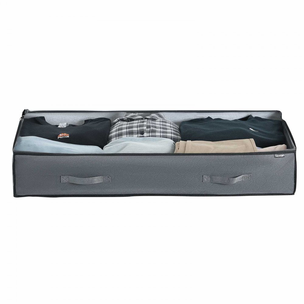 VEVOR Under Bed Storage with Clear Lids, 39.2 x 19.7 x 7.1 Inch, 90L Large Underbed Clothes Storage Containers, Low Profile Under Bed Drawer Shoe Organizer Bins Box for Blanket Shoe Bedroom, 6 Pack