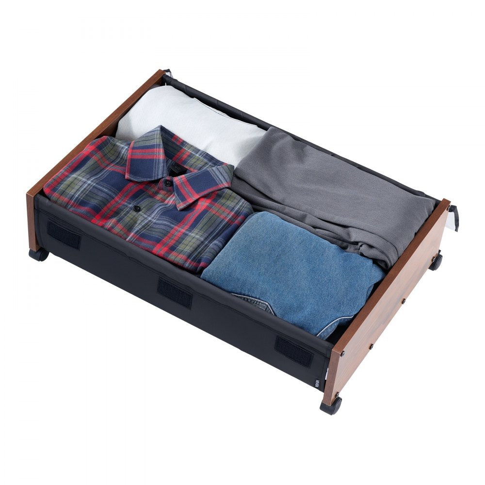 VEVOR Under Bed Storage with Wheels, 25.6 x 18.1 x 7.1 inch Underbed Containers, Underbed Shoes Organizer with Lockable Wheels, Rolling Under the Bed Storage Bins for Clothes, Shoes, Blankets, 2 Pack