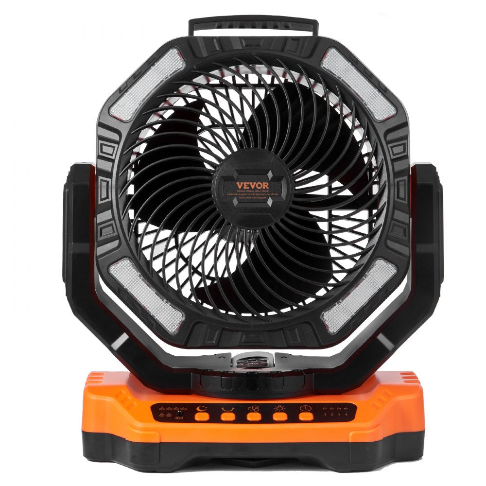 VEVOR Portable Fan Rechargeable 13 inch, Battery Powered Fan with LED Lantern, 4 Speeds Adjustable & 45°/90°Automatic Swivel & Timer , USB Battery Operated Fans for Travel Bedroom Home Camping Office