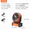 VEVOR Portable Fan Rechargeable 9 inch, Battery Powered Fan with LED Lantern, 4 Speeds Adjustable & 45°/90°Automatic Swivel & Timer , USB Battery Operated Fans for Travel Bedroom Home Camping Office