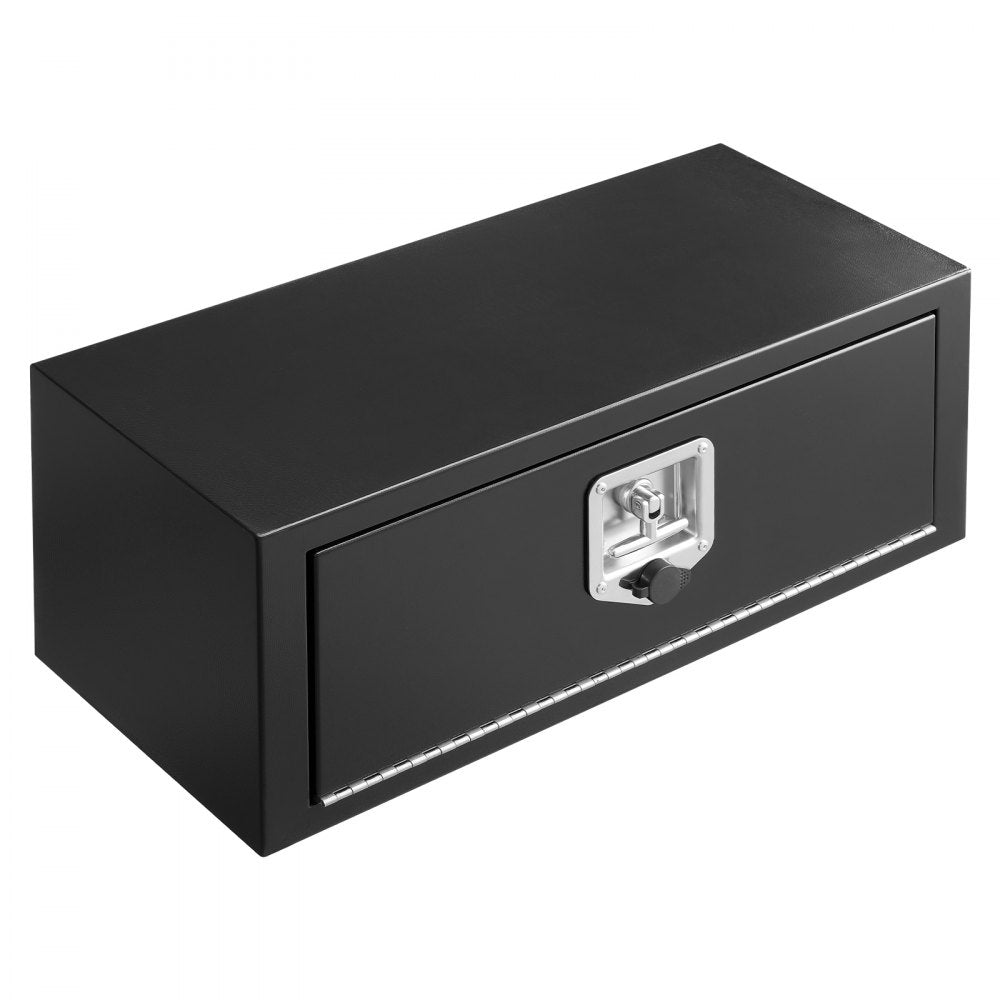 VEVOR Underbody Truck Tool Box, 27 x 10 x 10 Inch Heavy Duty Steel Trailer Storage Box with Lock & Keys, Waterproof Trailer Storage Organizer Under Body Chest with T-Handle for Truck, Van, SUV, Black