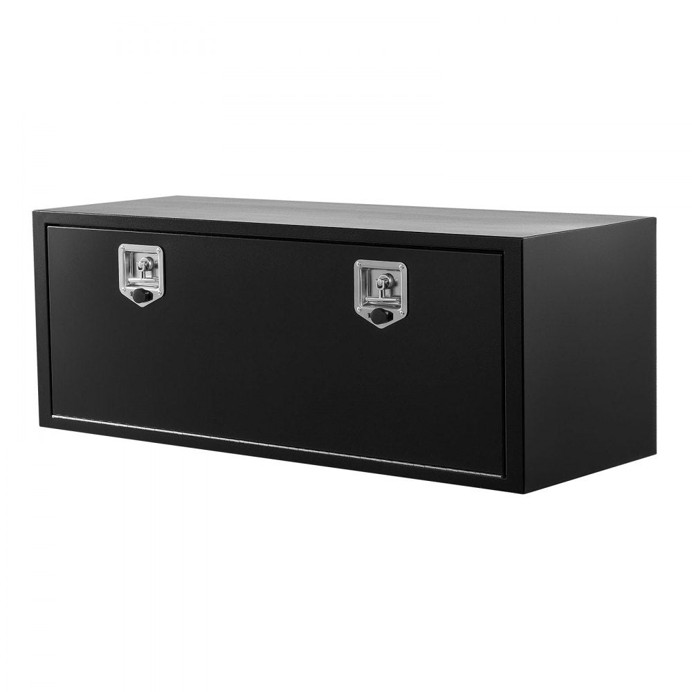 VEVOR Underbody Truck Tool Box, 48 x 18 x 18 Inch Heavy Duty Steel Trailer Storage Box with Lock & Keys, Waterproof Trailer Storage Organizer Under Body Chest with T-Handle for Truck, Van, SUV, Black